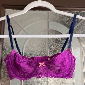 Flirtitude Lace Bralette in Fuchsia and Navy